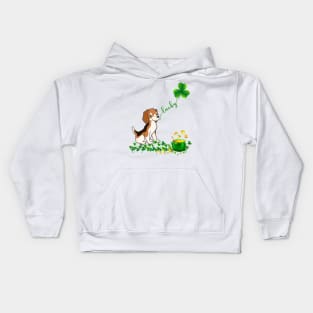 Beagle Dog Lucky Shamrock St Patricks Day Kids Hoodie